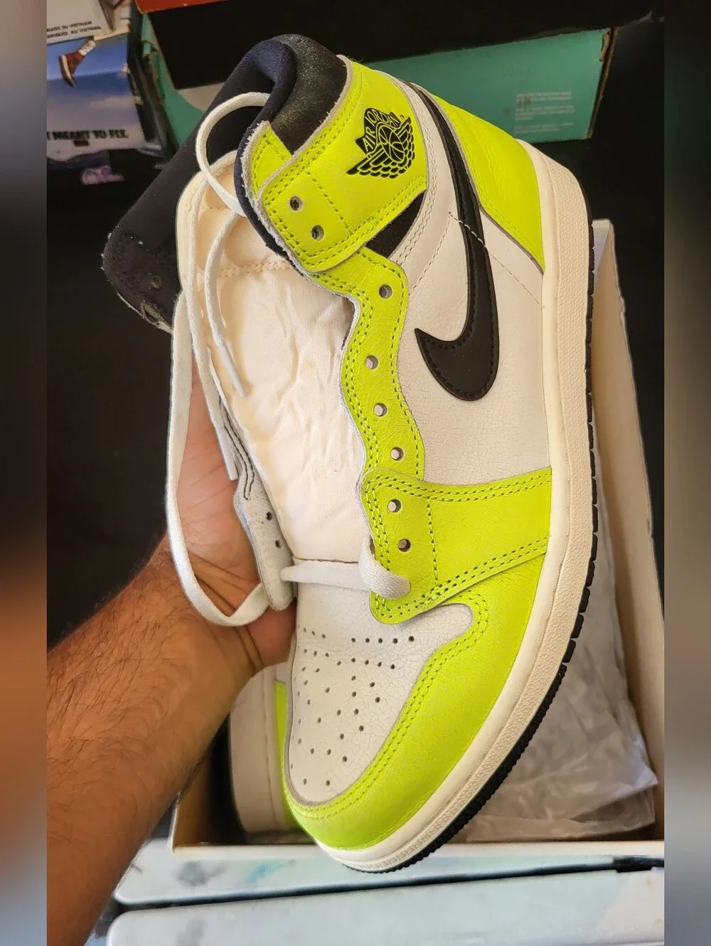 Jordan Box with Neon Yellow and Black Branding